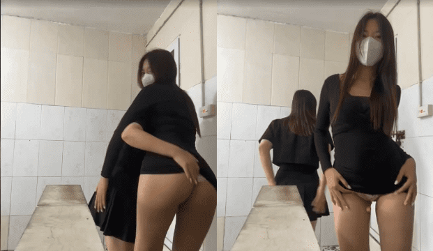 Hai em gái thủ dâm trong toilet công cộng