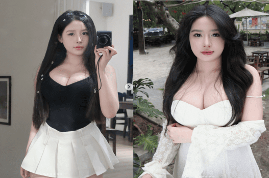 Check hàng em Giang bím hồng trắng nõn